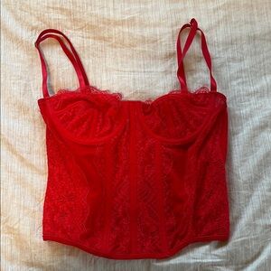 SHEIN Red Lace Bustier Top